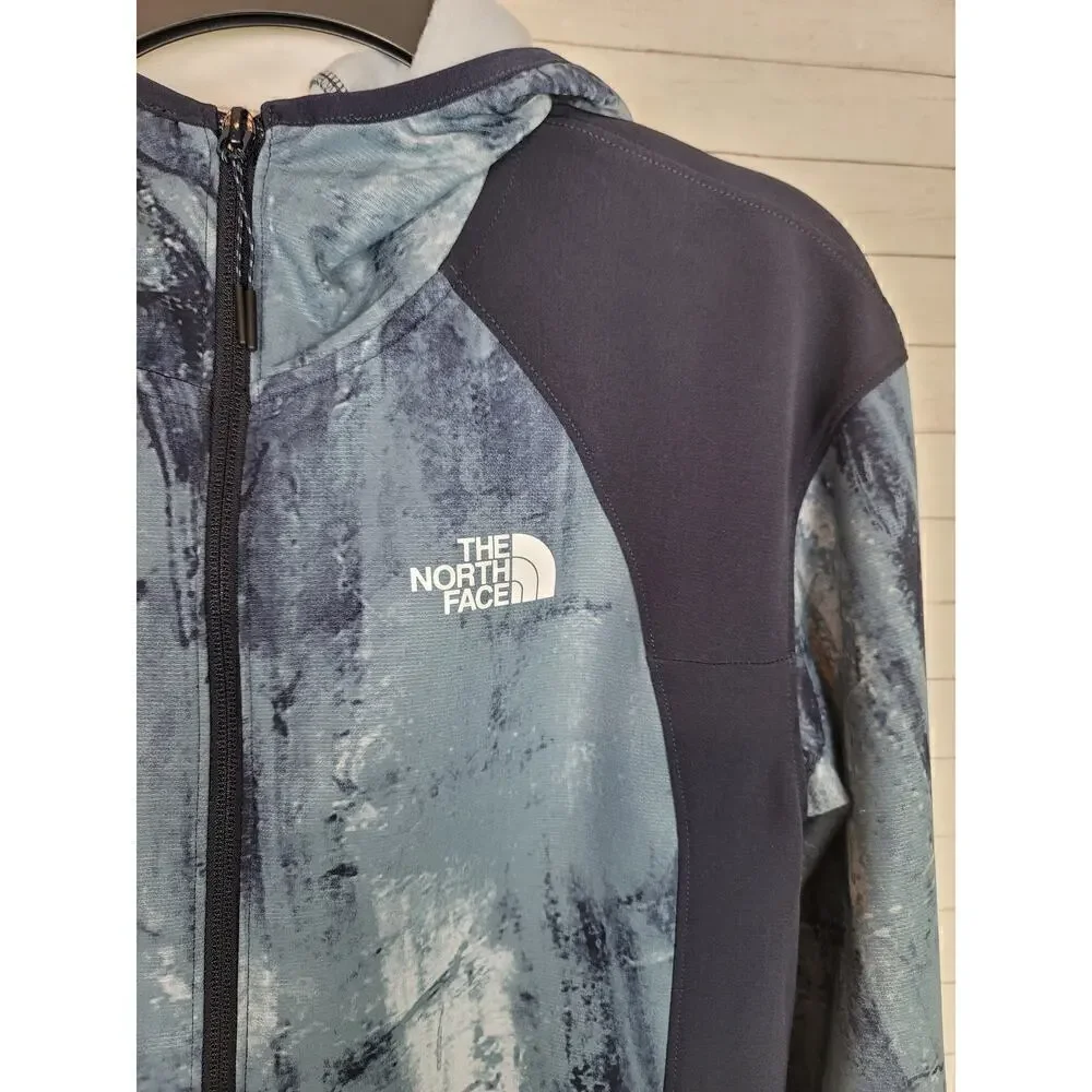 TNF Printed Tekware Fleece Full-Zip Hoodie in Goblin Blue/ Rock Print, s…